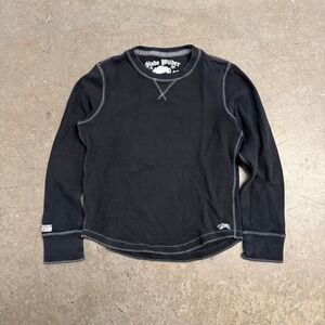 Slade Wilder Mens Black Waffle Knit Thermal Long Sleeve Shirt Large Destroy Trad